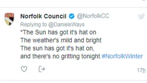 Twitter Norfolk County Council tweet