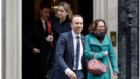 AFP Matt Hancock, Amber Rudd and other members of the cabinet leave Downing Street