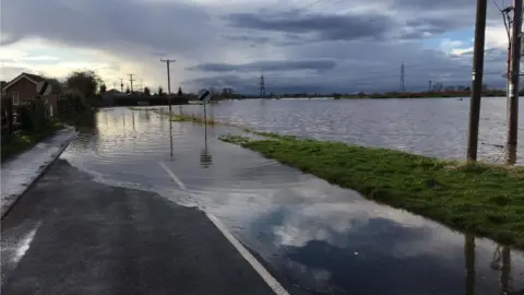 A flooded road in Snaith