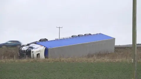 Overturned lorry