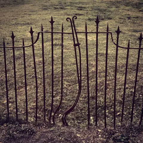 Duncan Holmes Wrought iron fence with twisted pole