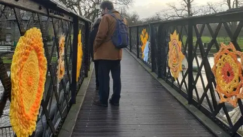 Cambridge Yarn Collective Artwork on bridge