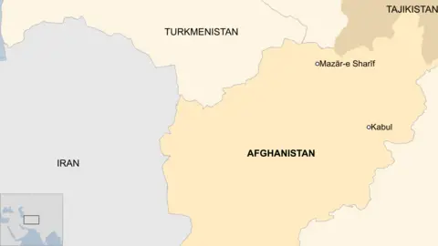 BBC Map showing Afghanistan and surrounding countries 