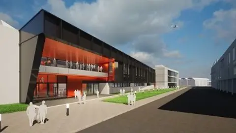 An artist impression of what the hub at Cranfield would look like