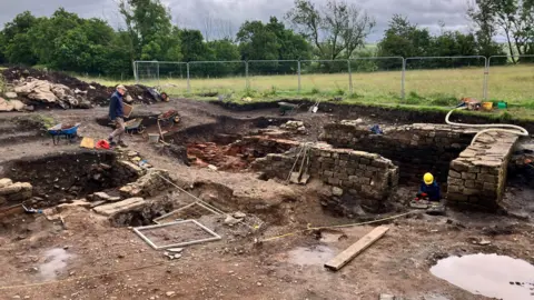 The excavation site at the Roman fort of Birdoswald in Brampton, Cumbria