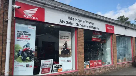 Shop front of an ATV sales and repair shop in Wooler 