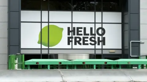 A view outside HelloFresh UK's The Granary site in Banbury on an overcast day.