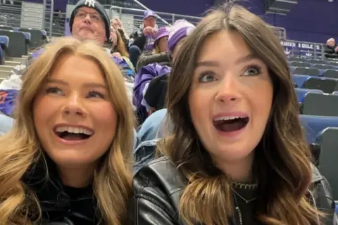 Nichola McCabe A selfie image of two women with long hair wearing dark coloured jackets. 