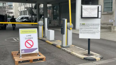 Car park barrier not working at Nottingham City Council building