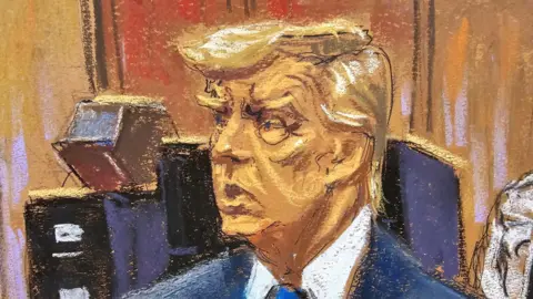 courtroom sketch of trump on day of verdict