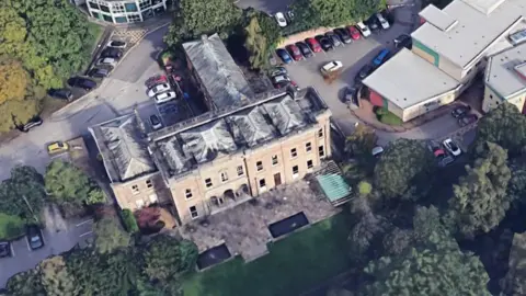 A bird's eye image of Alfreton Hall from above