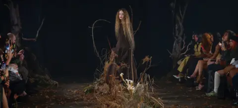Getty Images A model walks the runway at the Agro Studio show during London Fashion Week February 2026 at Village Underground on February 19, 2026 in London, England. 