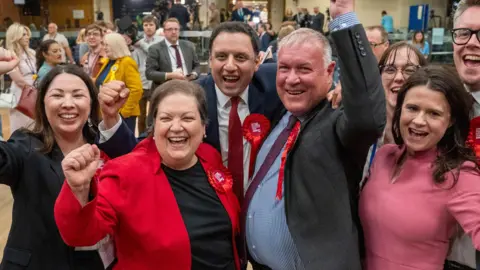Labour celebrate their victory in the by-election