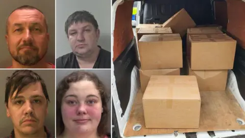 Sussex Police Gang and cardboard boxes of drugs