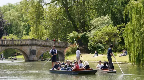 Punters on the river in Cambridge