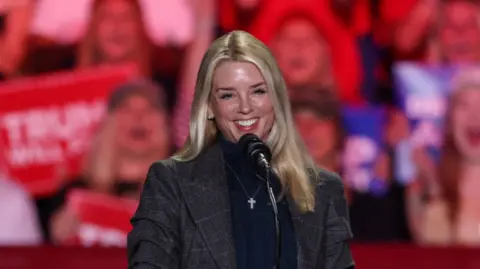 Pam Bondi speaks at a rally. Photo: 2 November 2024