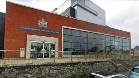 Google A general view of the modern Caernarfon Crown Court building in Caernarfon, north Wales.