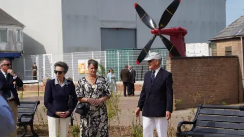 Isle of Wight Council Princess Anne standing in front of the propellor