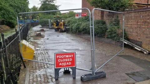 Charnwood Borough Council A section of a closed path in Syston. 