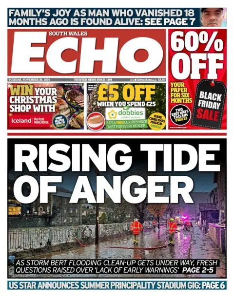 South Wales Echo Front page of the South Wales Echo 