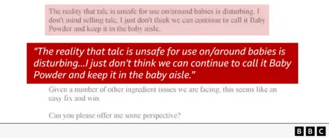  "The reality that talc is unsafe for use on/around babies is disturbing...I just don't think we can continue to call it baby powder and keep it in the baby aisle."