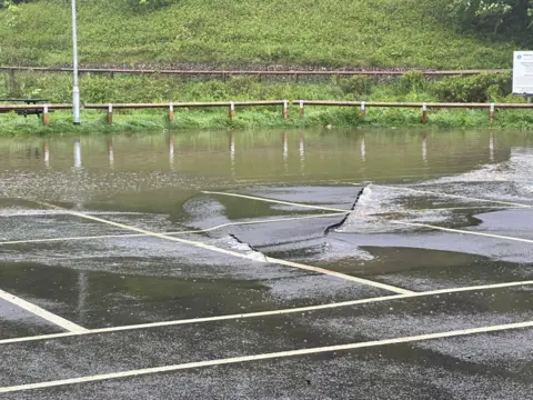 Crystal Brook Damaged car park in Saltburn