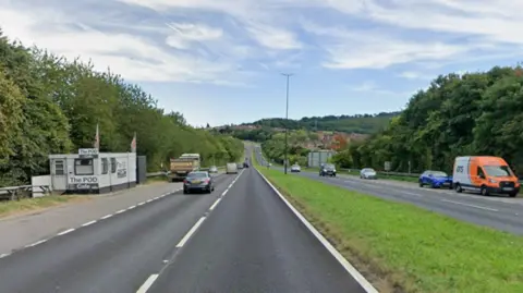Google Streetview The A617 at Doe Lea