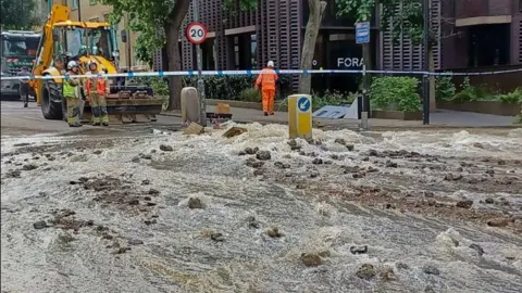 London Fire Brigade flooded Bentonville Road on Sunday morning