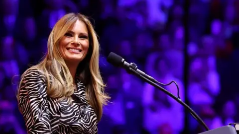 Getty Images Melania Trump on stage at Madison Square Garden