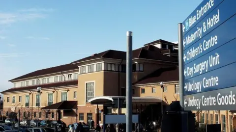 PA Media The Nottingham City Hospital Maternity unit picture shows the main entrance of the facility which is on the hospital campus in Sherwood 