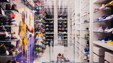 Miles Nadal's display of rare sneakers