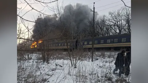 A burning train 