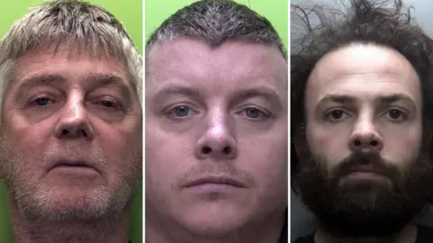 Nottinghamshire Police Custody photos of Charlie Lee, James Cunningham and Ben Lee