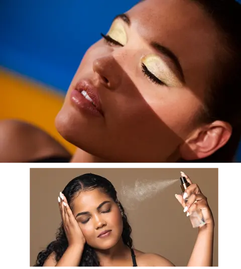Getty Images Women wearing sunscreen or applying it
