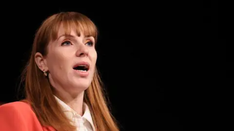 Cliff Ratcliffe/Bloomberg/Getty Images Angela Rayner talking at Pinewood Studios in Iver Heath on 5 December 2024. 