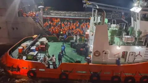 Sri Lankan navy evacuates crew members from an Iranian navy vessel