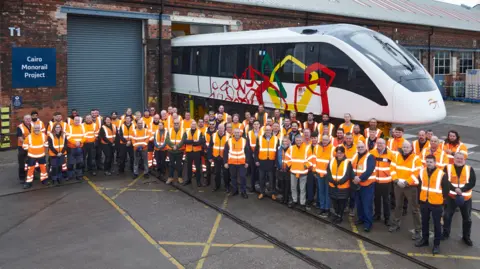 Alstom Alstom's Derby team with the final Cairo Monorail car