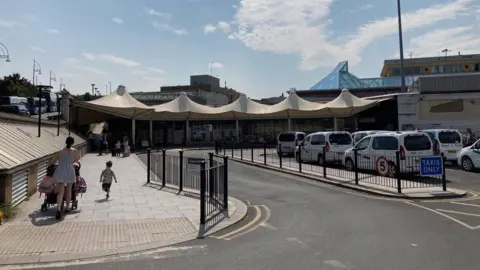 BBC The taxi rank outside Bradford Interchange which will be shut under the new scheme 