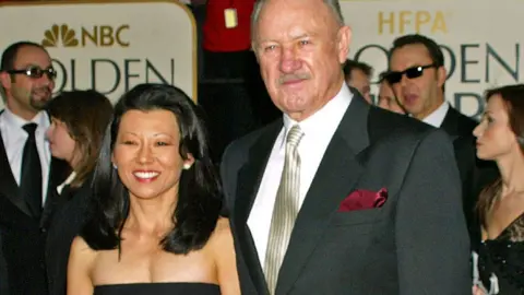 Getty Images Gene Hackman & wife Betsy Arakawa during The 60th Annual Golden Globe Awards - Arrivals at The Beverly Hilton Hotel in Beverly Hills, California, United States