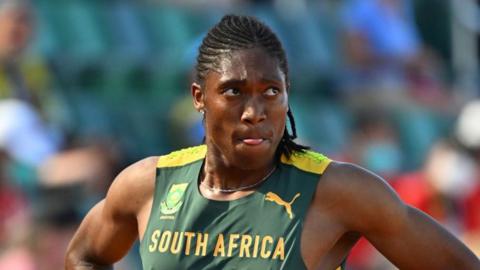 Caster Semenya looks pensive after heats for the Women's 5000m at the World Athletics Championships in 2022