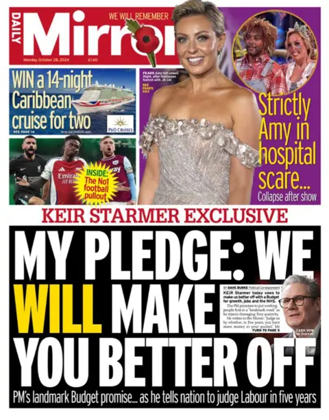 The main headline on the front page of the Daily Mirror reads: 