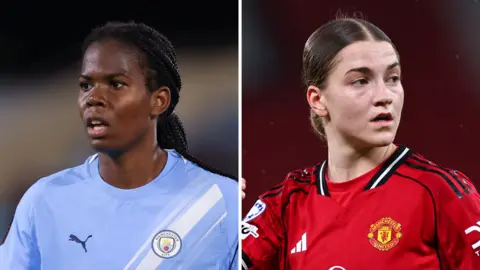 Khadija Shaw of Manchester City and Jess Park of Manchester United