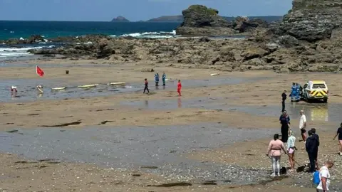 St Agnes coastguards Trevaunance beach