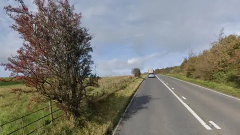 A Google image of the bend on the A35 where the crash happened. The bend is on the top of a rising section of the road, which is a single carriageway.