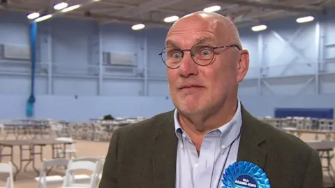 Nick Adams-King in an empty vote-counting hall