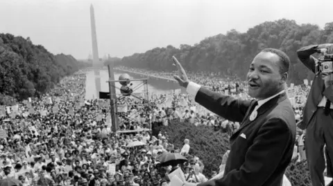 Getty Images Martin Luther King Jr on the Mall in Washington DC where he delivered his famous "I have a dream" speech in 1963