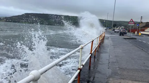 Stormy waters at Carnlough in County Antrim