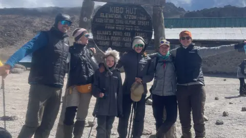 Sarah de Lagarde Ms de Lagarde at base camp with her husband Jeremy and their daughters