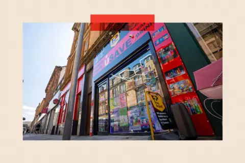 Morgan Spence/BBC News An exterior shot of a mini mart