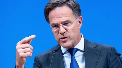 Mark Rutte on blue background